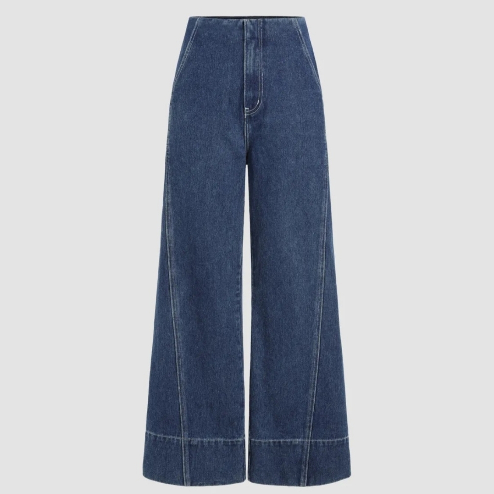 Wide-Leg Blue Jeans